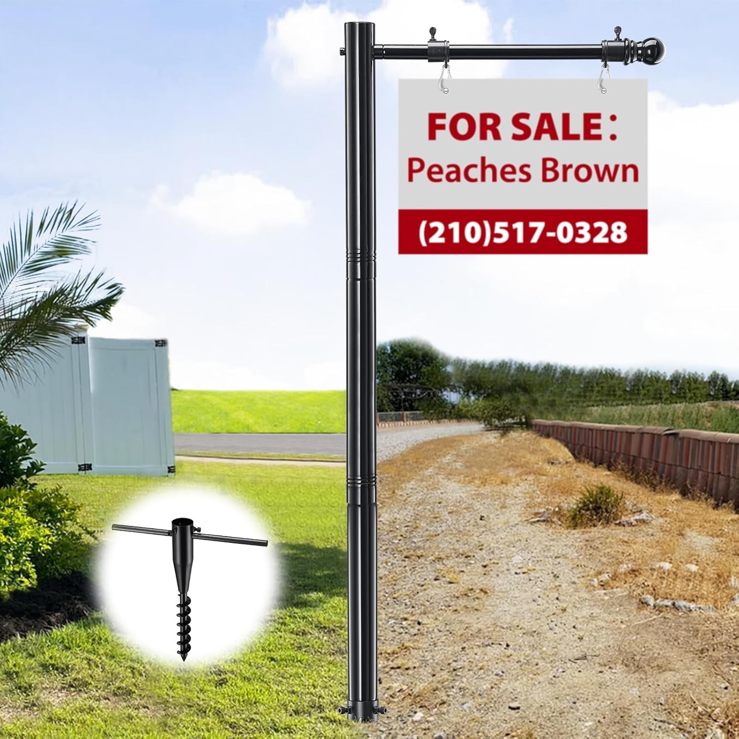 Estate Sign Posts, 7FT Tall Metal Real Estate Sign Posts for Sale Yard Signs up