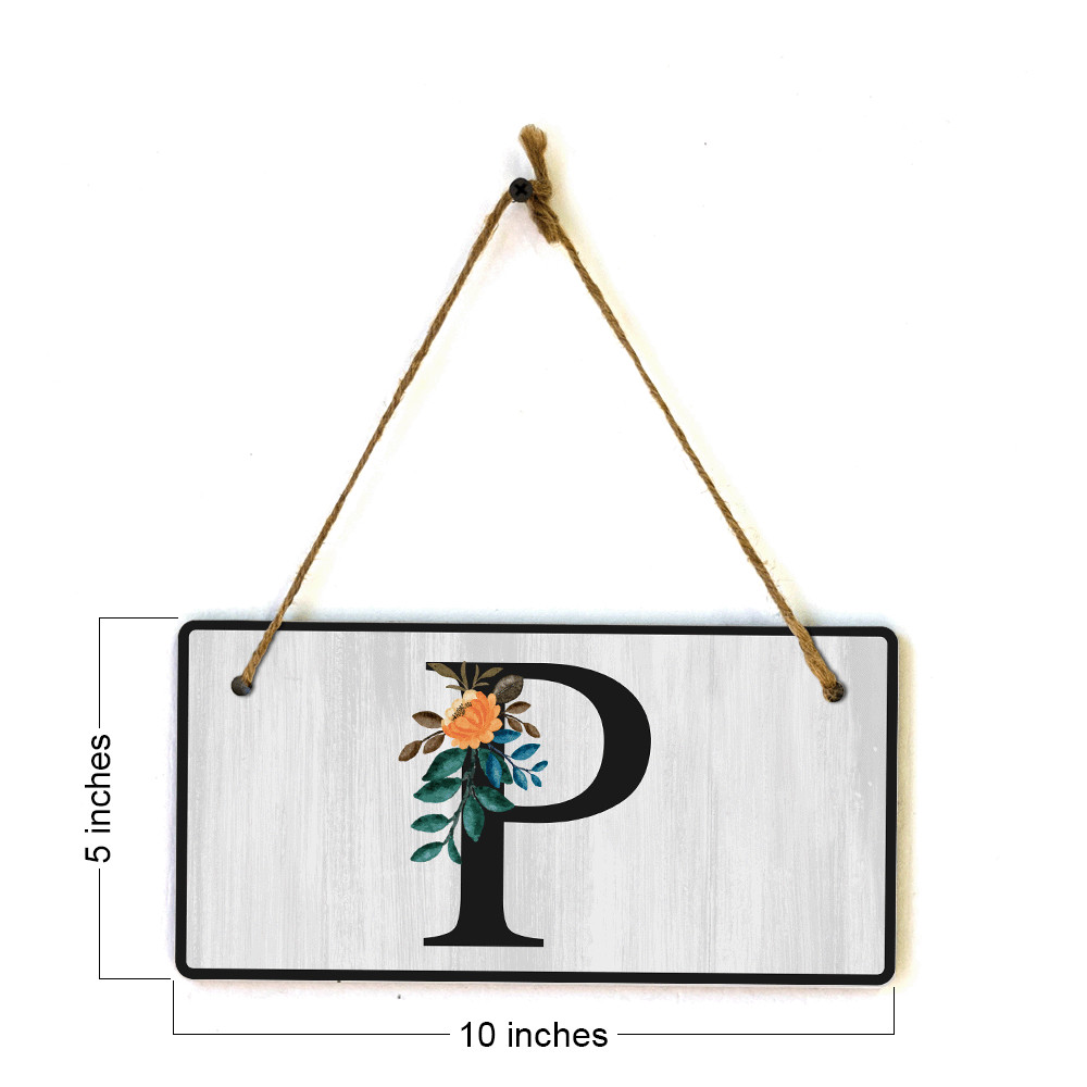 P Flower Decor 5×10 Hanging Wall or Door Sign | Alphabet Letter Room Decoration