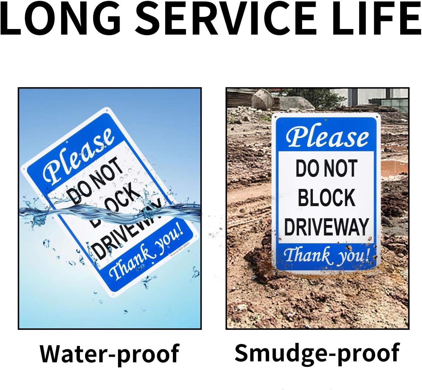 2-Pack No Parking Do Not Block Driveway Sign 12×8 Reflective Aluminum