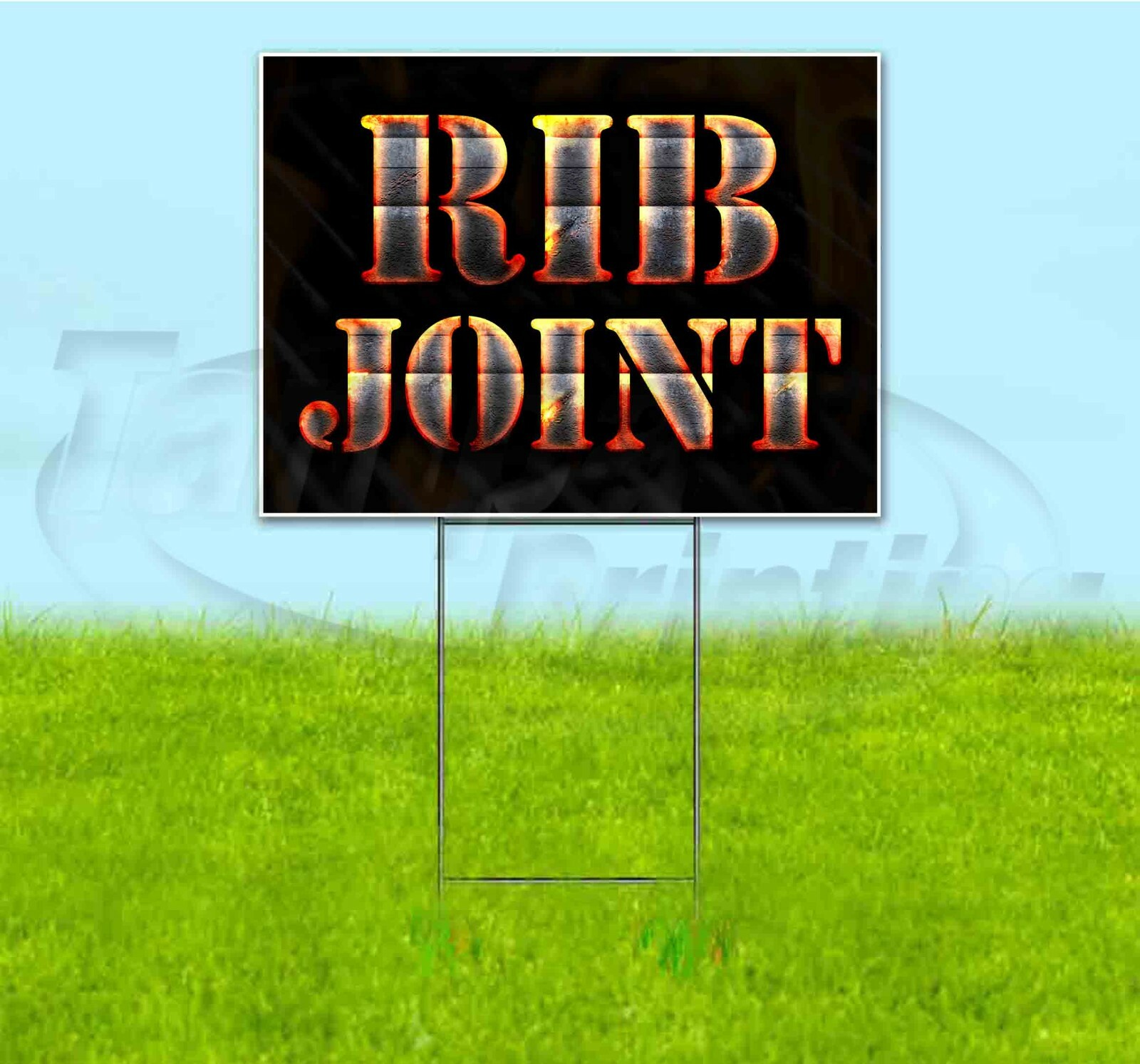 RIB JOINT 18×24 Yard Sign WITH STAKE Corrugated Bandit USA BUSINESS GRILL