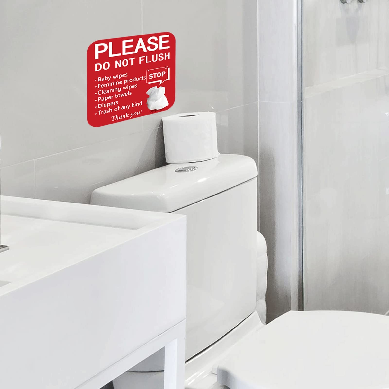 10 Pack 6×6 Inch Please Do Not Flush Sign Self Adhesive Decal Signs