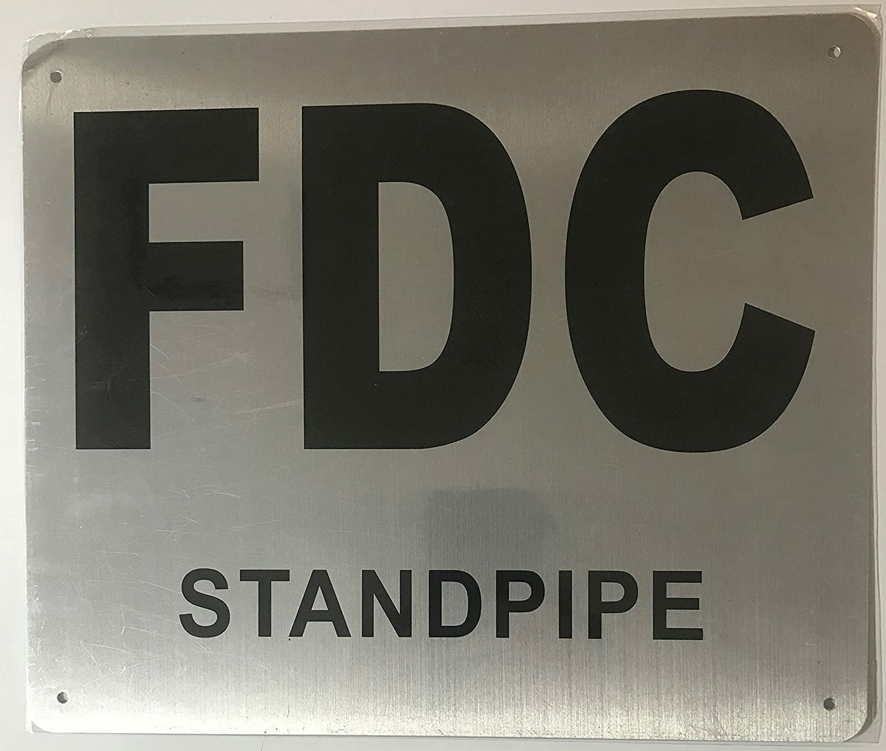 FDC Standpipe Sign -(Brushed Aluminium, 10×12) Potere d&rsquo;argento Line–REF24-1027