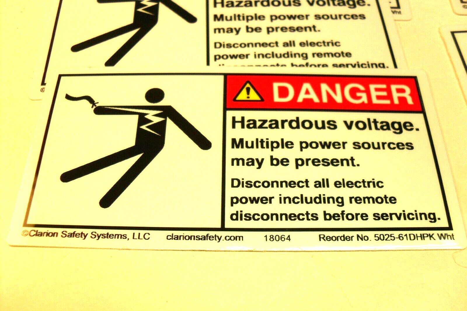 qty 10 – Decal DANGER hazardous voltage 4&Prime; x 2&Prime; Peel Off NEW