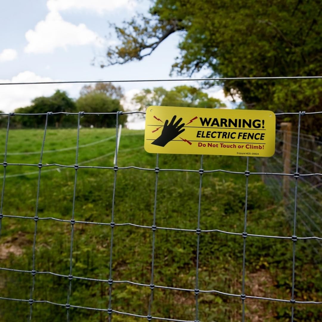 4-Pack Warning Electric Fence Safe Sign, 10&Prime;x 3.5&Prime; Plastic Sign