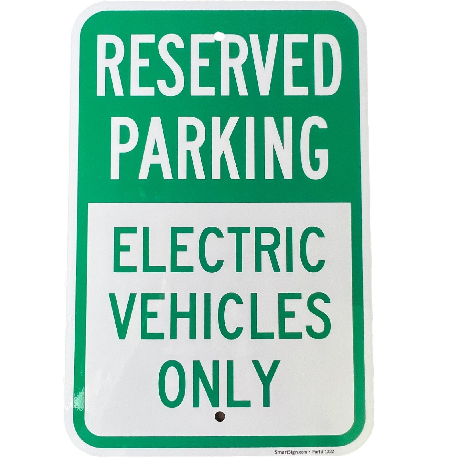 SmartSign 18×12 Aluminum Reserved Parking Sign Electric Vehicles Only EV Metal