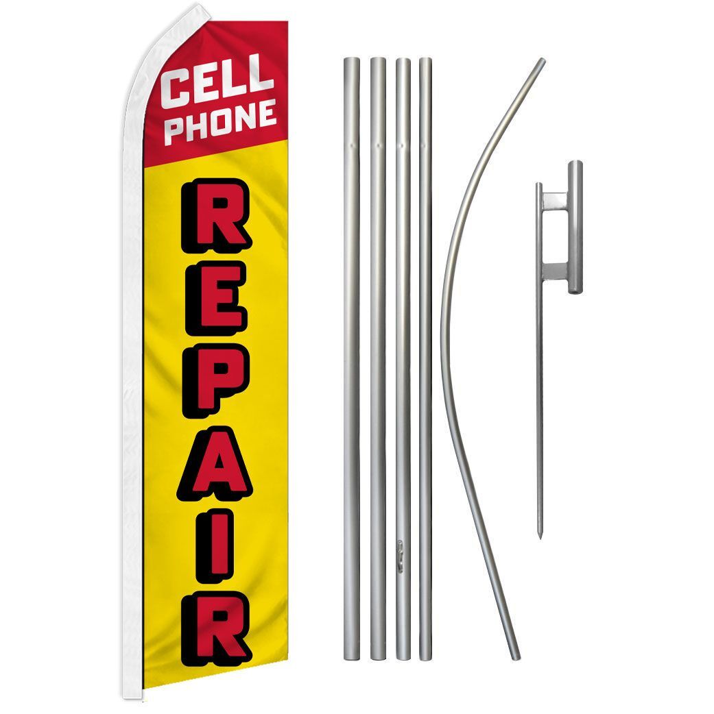 « CELL PHONE REPAIR LETTERS » Advertising Super Flag & Pole Kit mobile fix crack