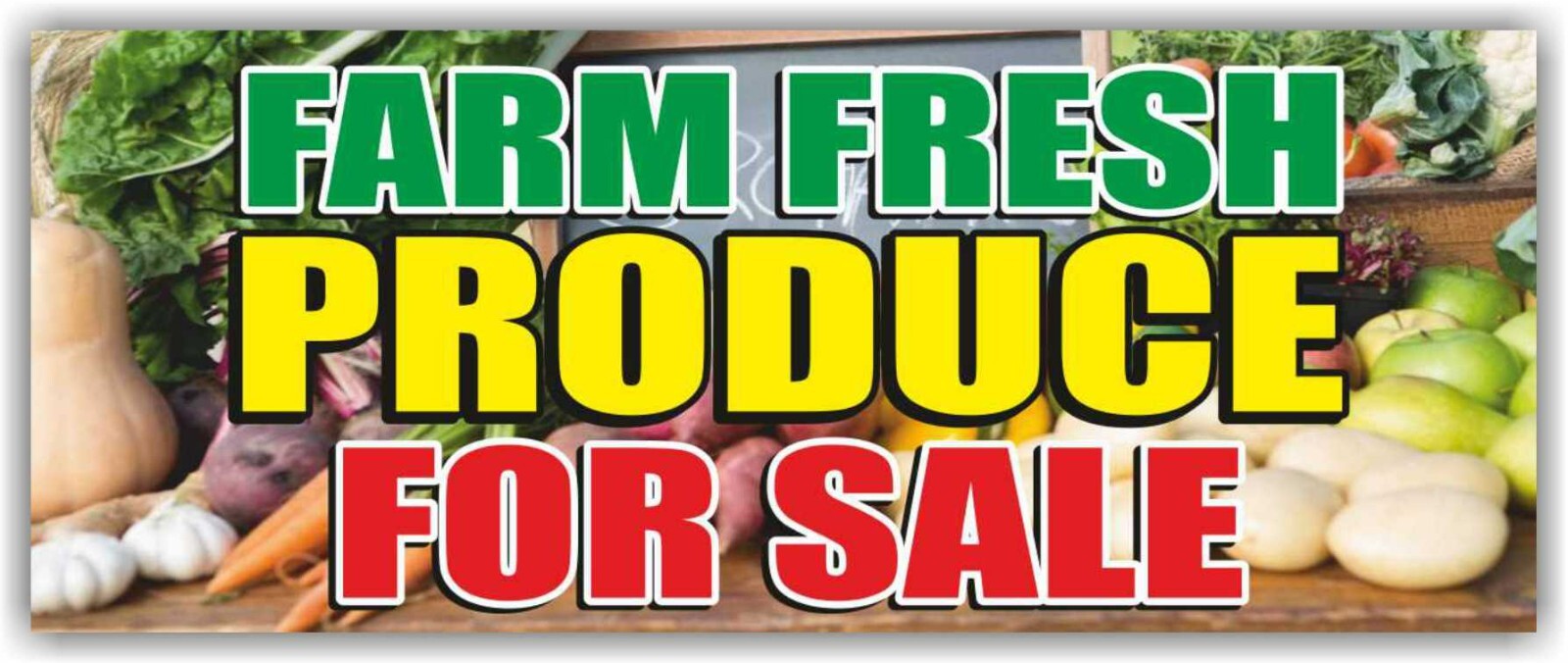 FARM FRESH PRODUCE FOR SALE Advertising Banner Vinyl Mesh Sign vegetables fruits