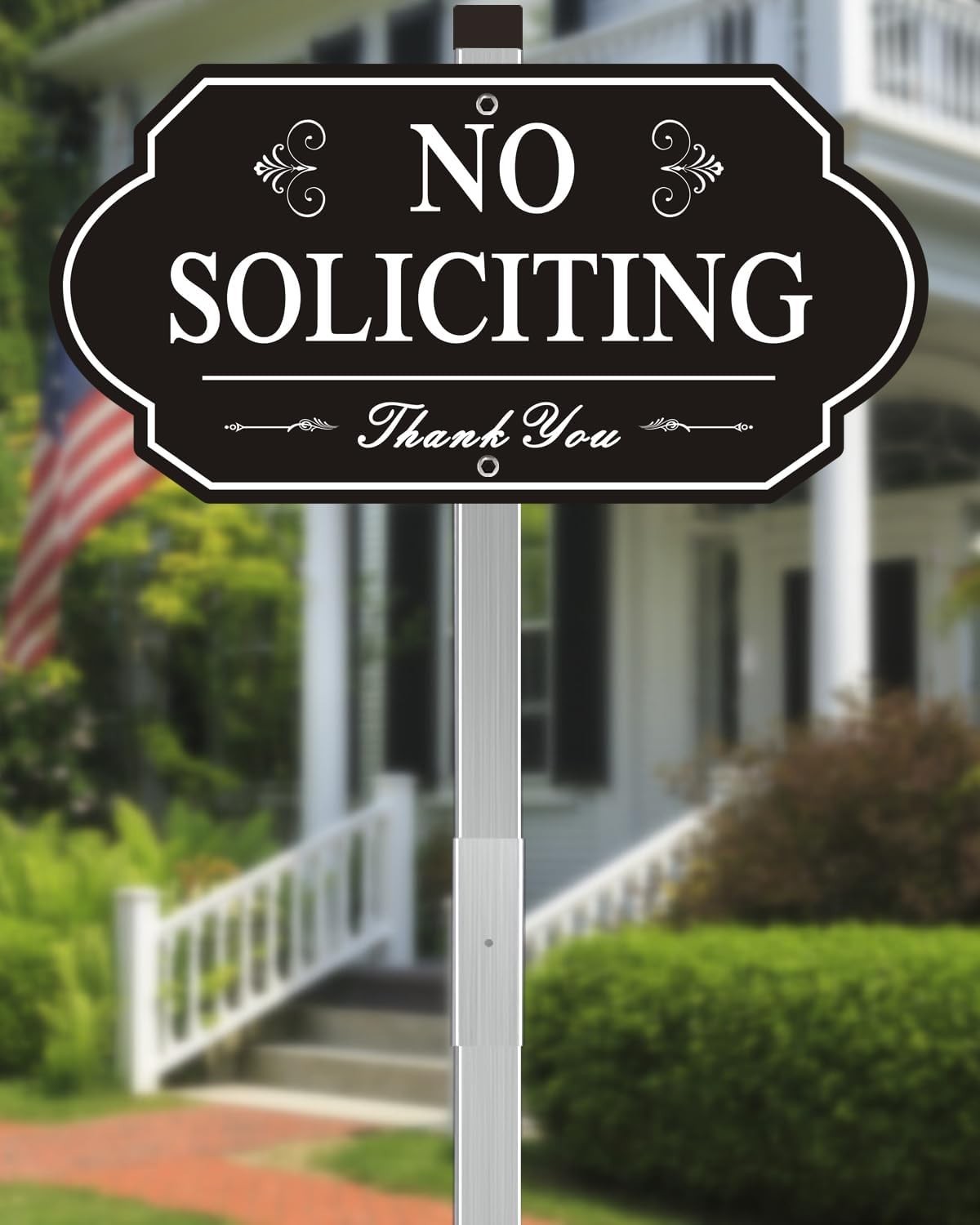 No Soliciting Sign for House All Metal 14×7 Inches Aluminum Weatherproof Durable