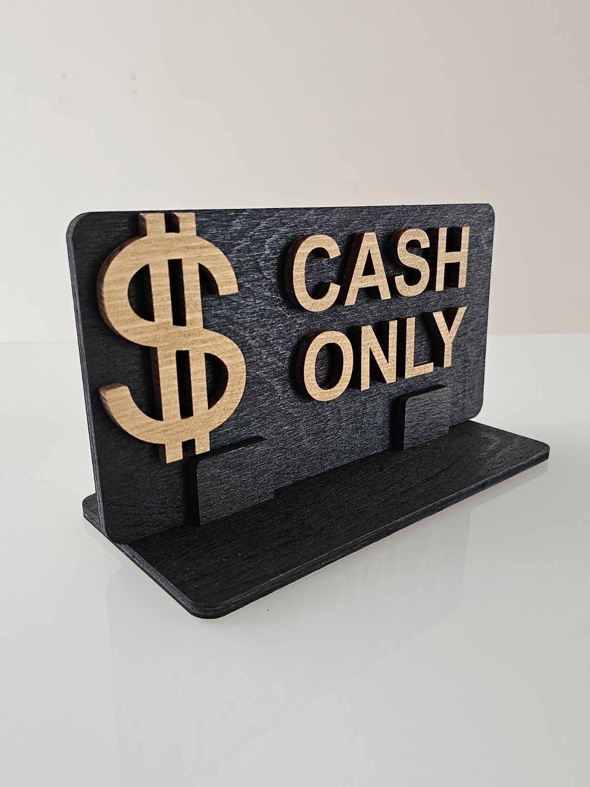 Cash Only Sign – Wooden 3D Business Sign | No Credit Cards Accepted