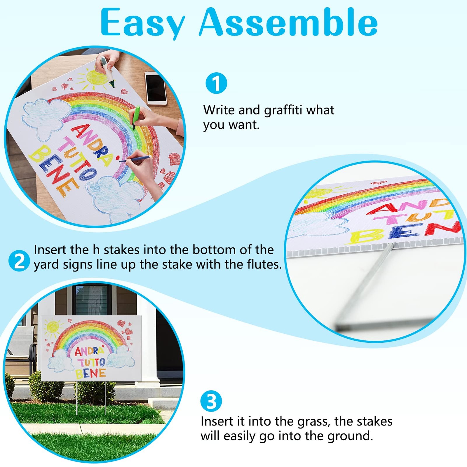 6 Pack Corrugated Plastic Yard Signs 17×12 Inches Double Sided Outdoor Sale