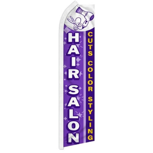 Pack of 2 Hair Salon (Purple) Swooper Beauty Banner Flag for Beauty Salons