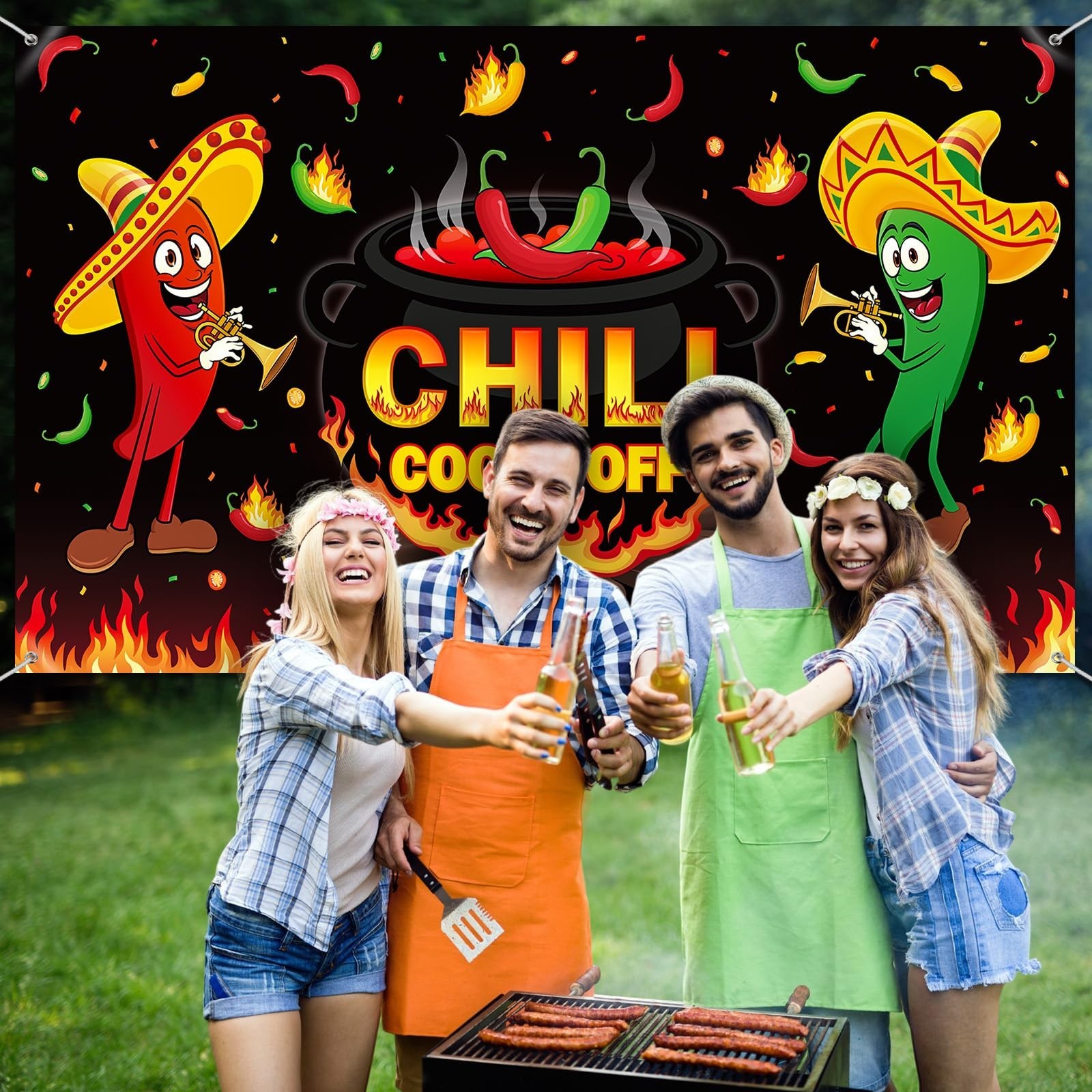 Panelee Chili Cook off Decorations 73 x 43 Inch Chili Cook off Banner Photogr…