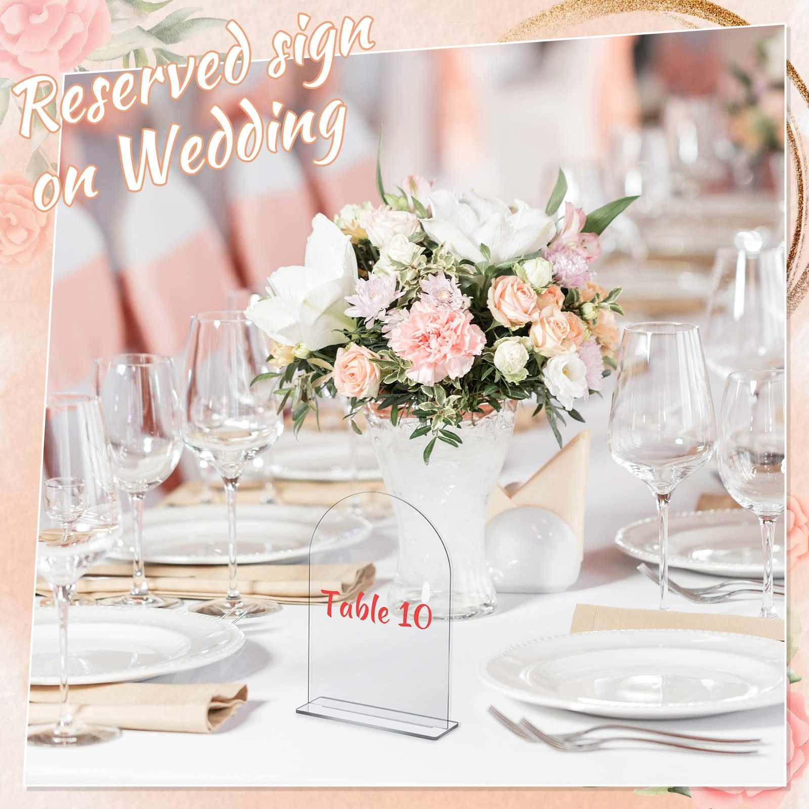 10 Packs 5×7 Inch Clear Acrylic Arch Sign – Blank DIY Table Numbers with Stan…