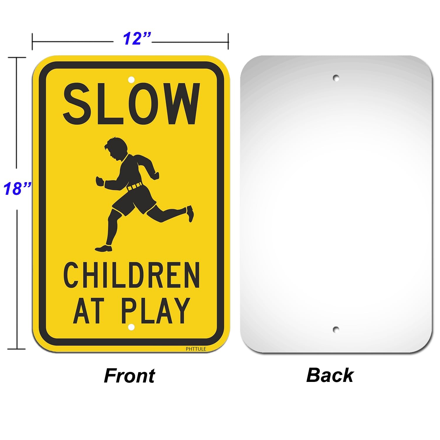 Slow Children at Play 18 x 12 inch Metal Kids Playing Safety Slow Down Sign f…