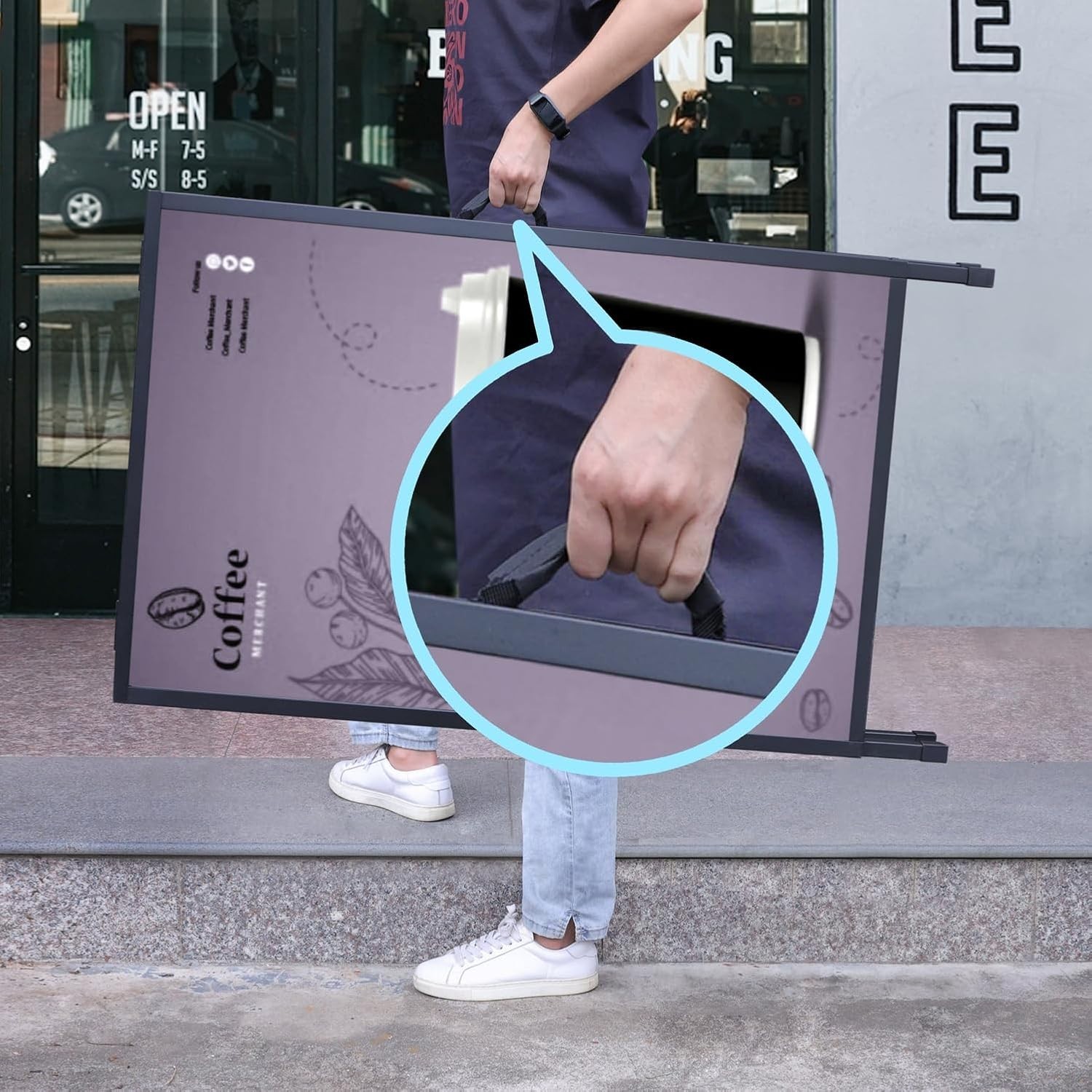 Heavy Duty A Frame Sidewalk Sign Holder 24×36 Inch – Double-Sided Metal Design