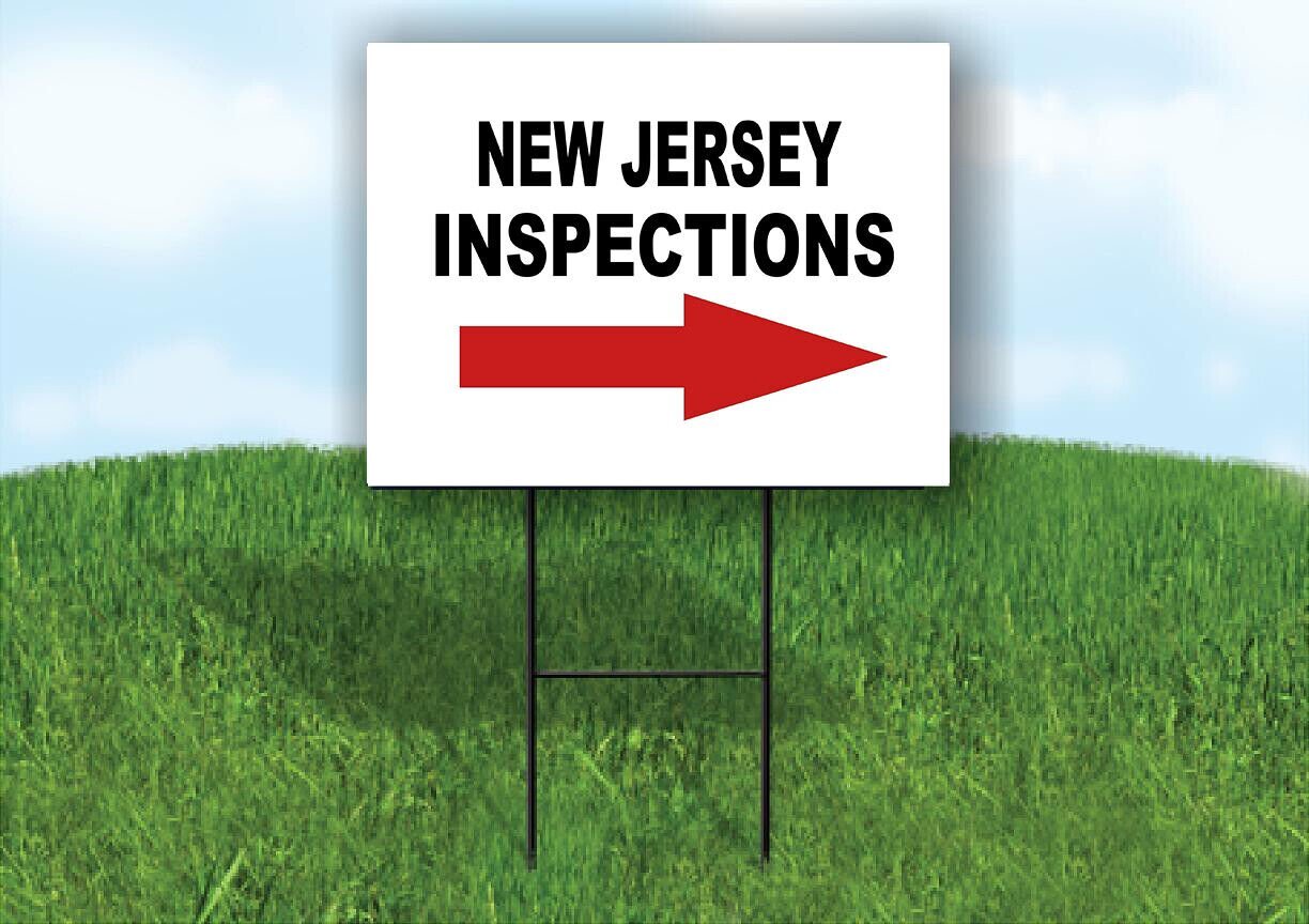 INSPECTIONS RIGHT ARROW RED_ NEW JERSEY Yard Sign with Stand LAWN SIGN