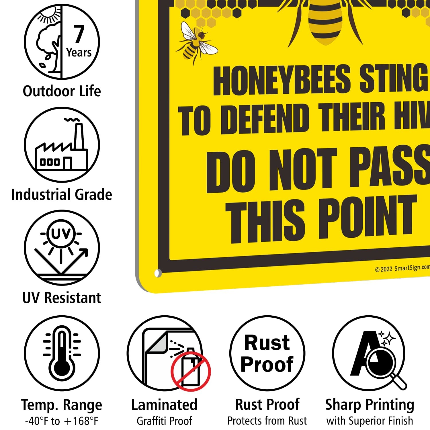 10 x 14 inch “Caution – Do Not Enter, Honeybees Sting To Defend Hives” Metal …