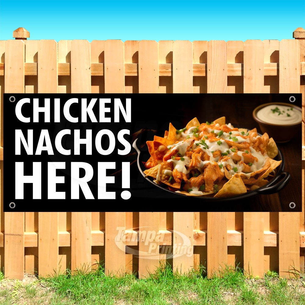 CHICKEN NACHOS HERE Advertising Food Snack Vinyl Banner Flag Sign USA SB11308