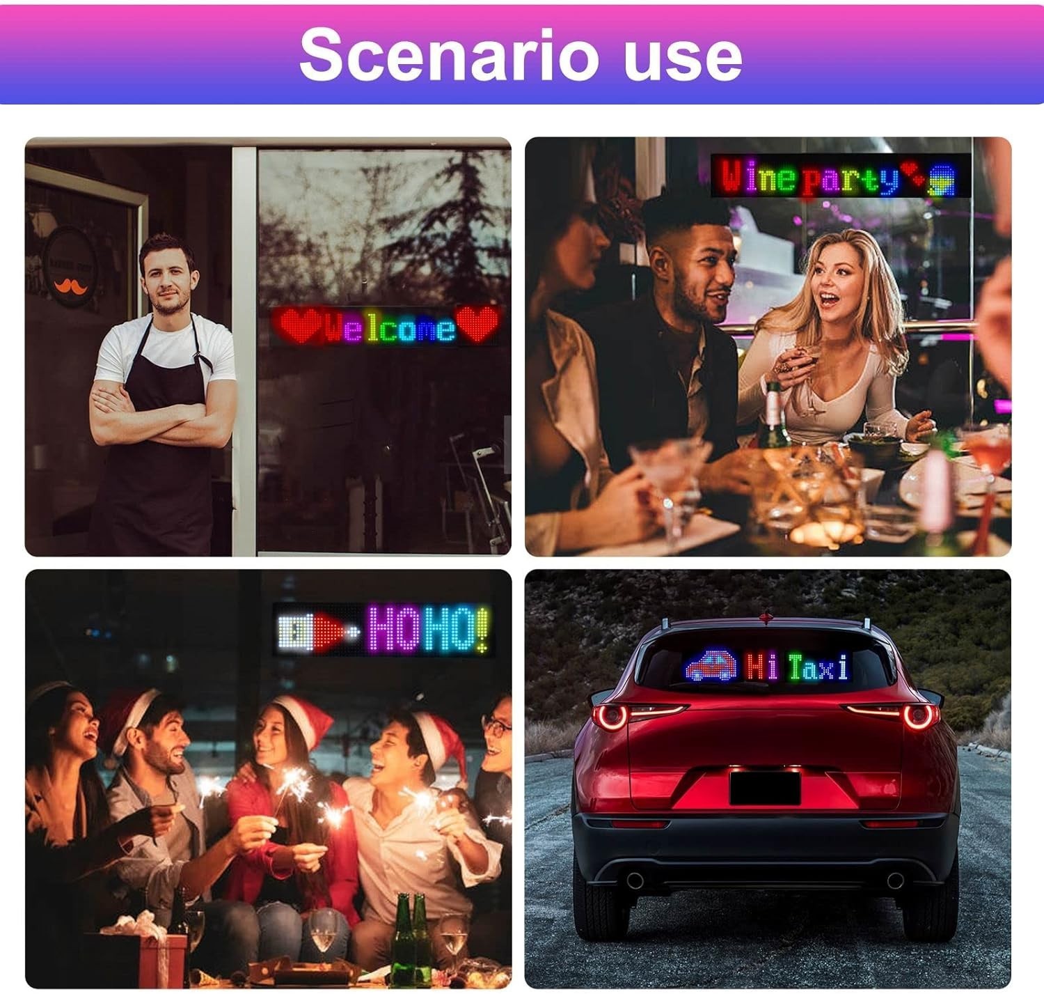 Programmable LED Car Sign with Bluetooth Control – 15&Prime; x 4&Prime; for Custom Displays
