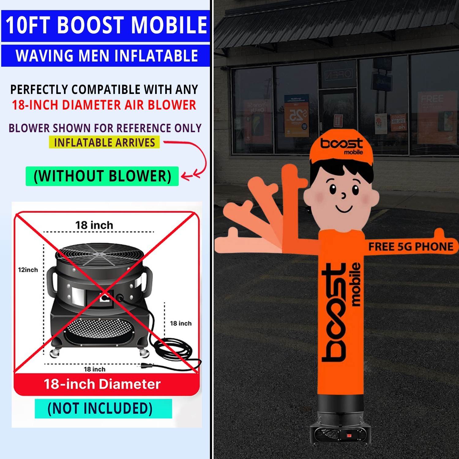 10ft Tall Boost Mobile Inflatable Waving Man {Without Blower}