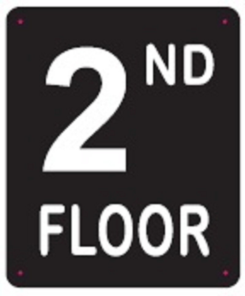 2ND FLOOR SIGN (10X12, Black Background, Aluminum)-REF24-1027