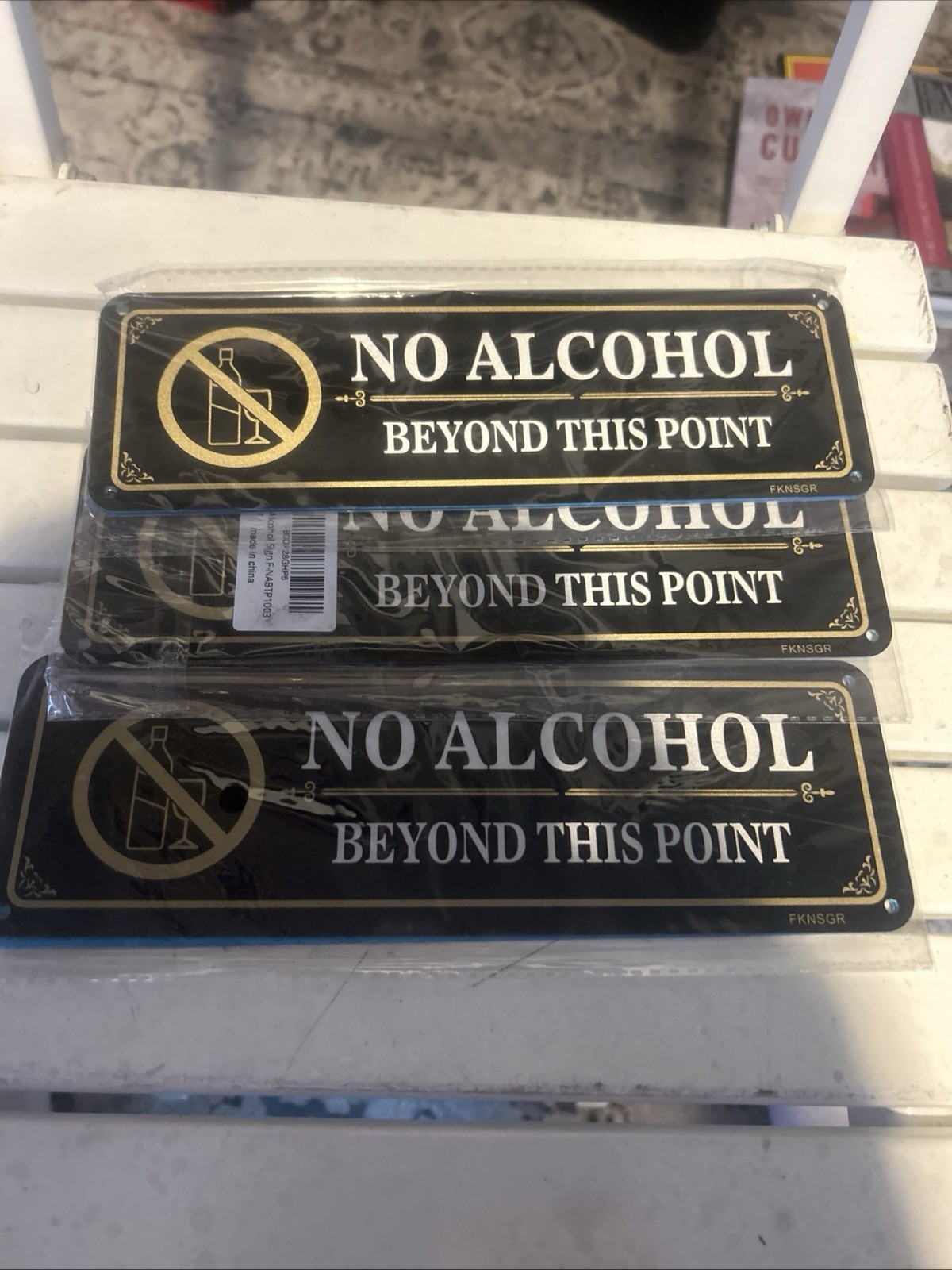 No Alcohol Beyond This Point Sign 7-Pack Black 9x3in Venue Wall Decor NEW