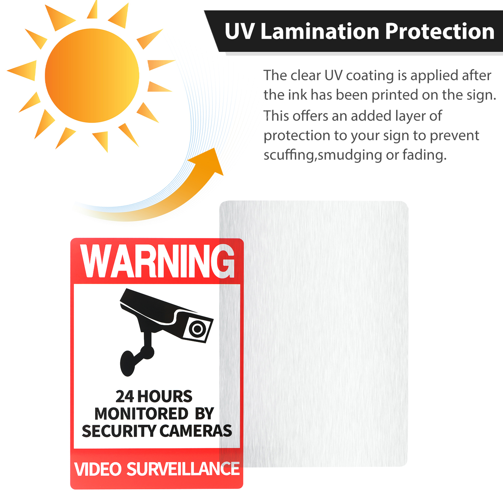 10&Prime;x14&Prime; Warning 24 hour Video Surveillance Security Sign, with 12&Prime;Metal Stake