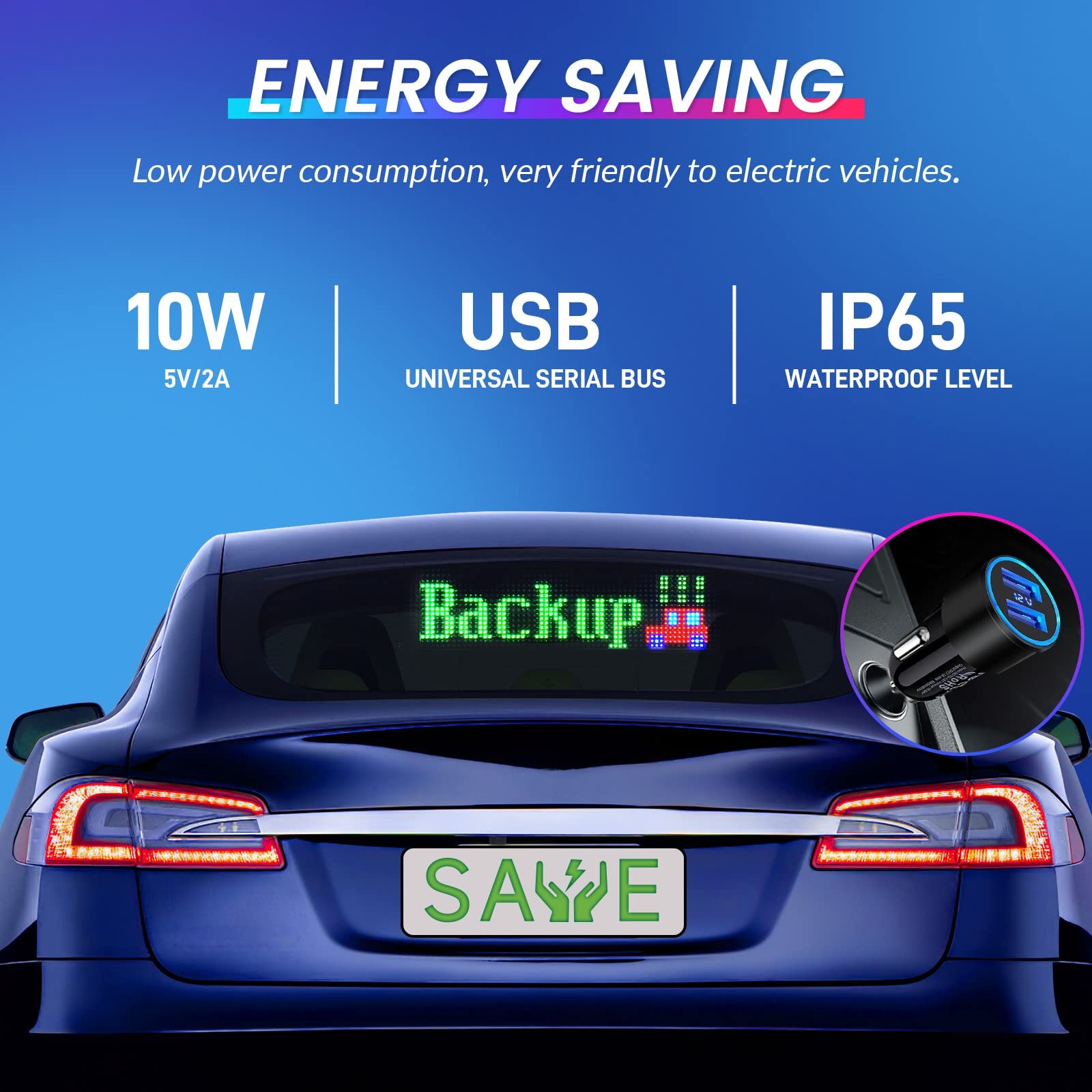USB LED Sign 5V, Bluetooth App Control, Custom Text Display for Car, Store, P…