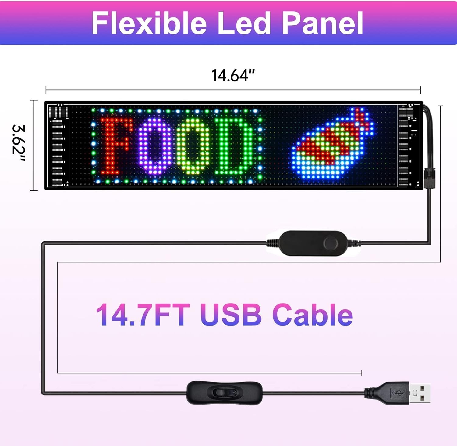 Programmable LED Car Sign with Bluetooth Control – 15&Prime; x 4&Prime; for Custom Displays