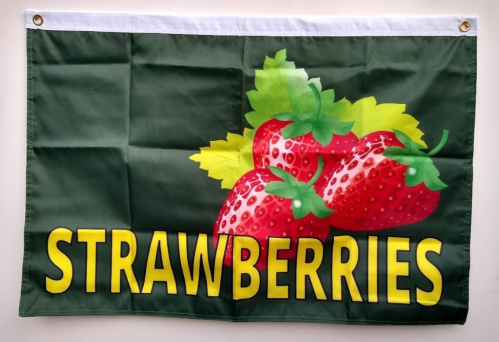 STRAWBERRIES FLAG DOUBLE SIDED 2x3ft flag, vertical banner