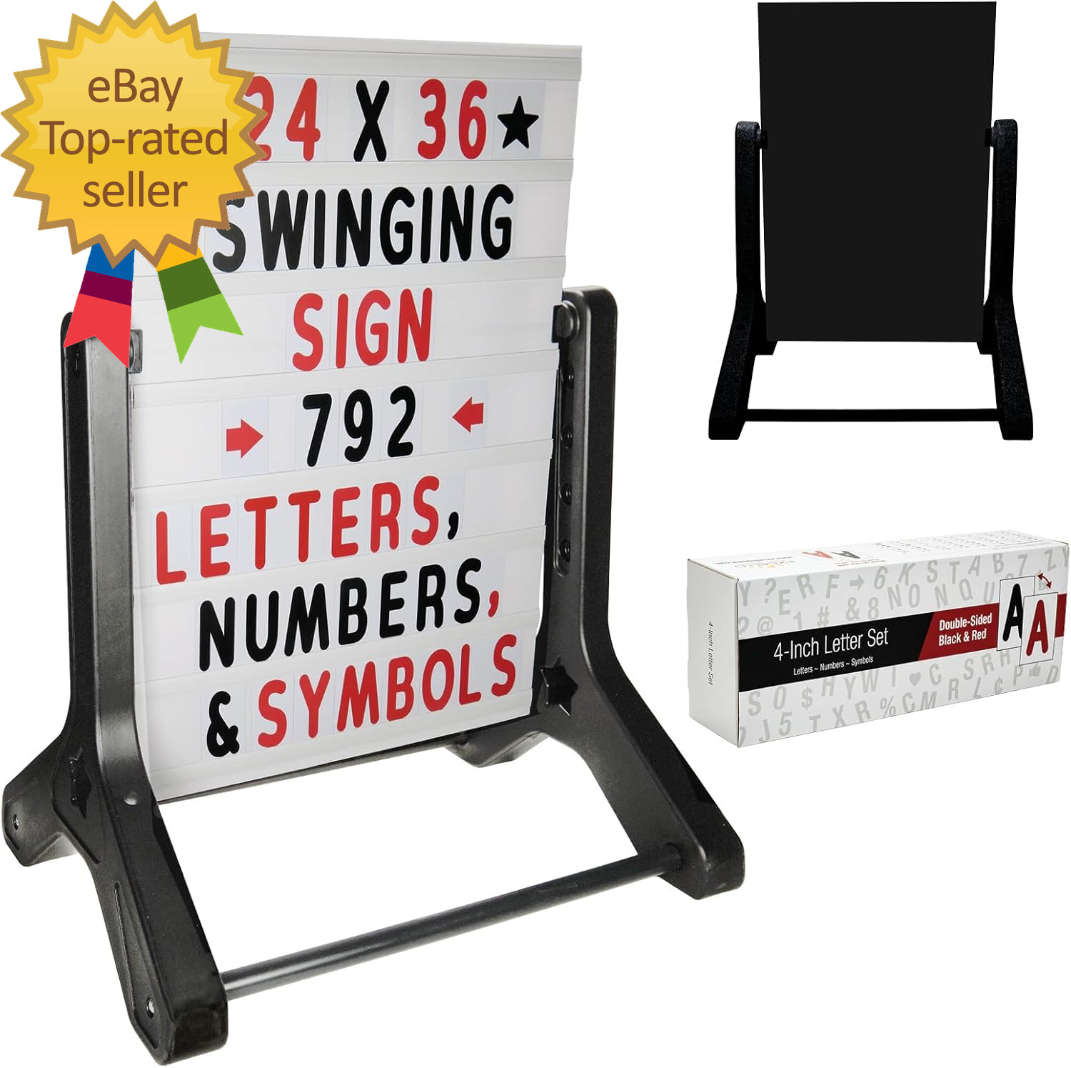 Swinging Changeable Message Sidewalk Sign: 24&Prime; X 36&Prime; Sign with 792 Pre-Cut Doubl