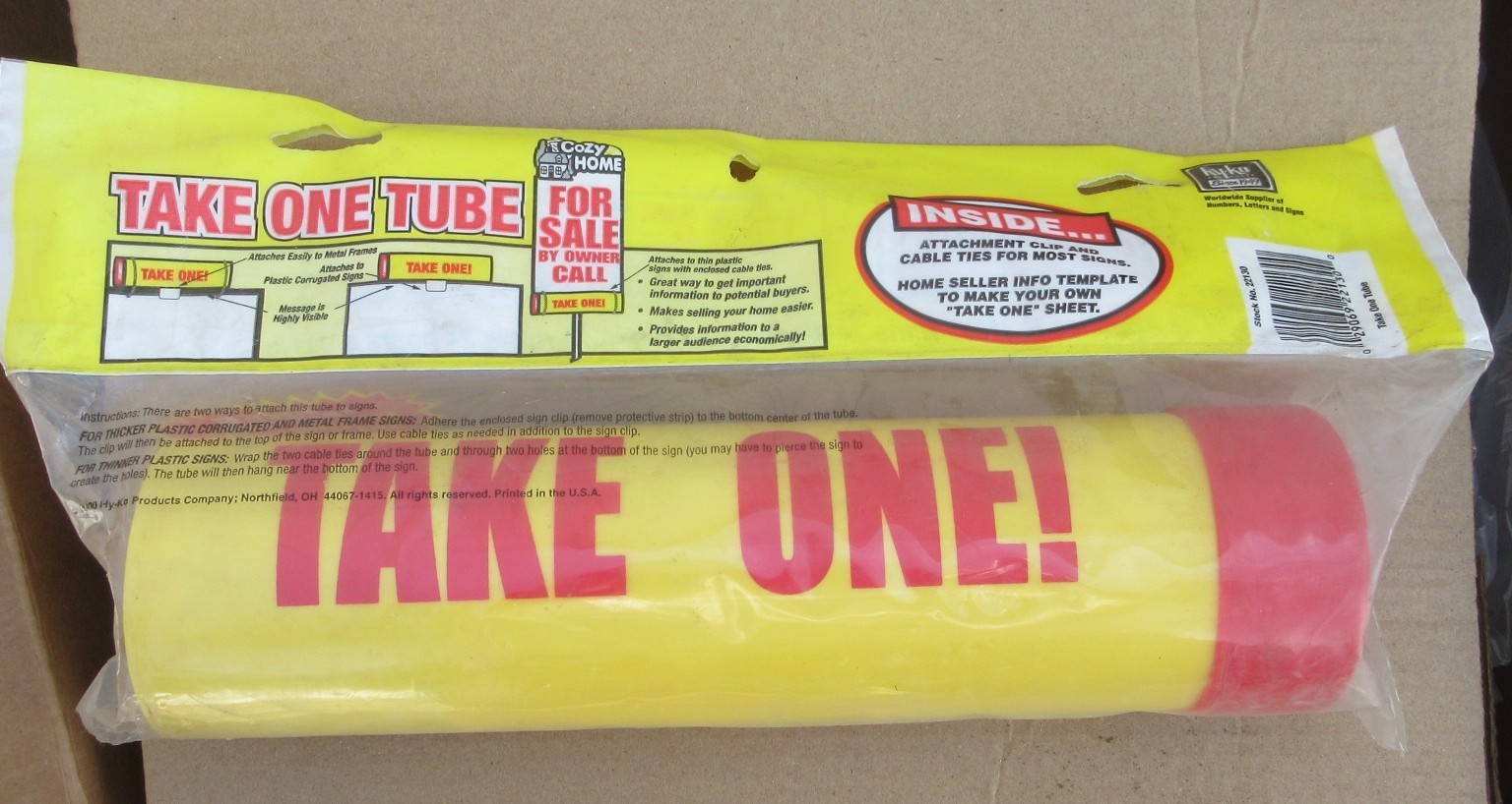Hy-Ko 22130 Take One Plastic Tube 12&Prime; X 3&Prime; Realtor Supply / Home Signs