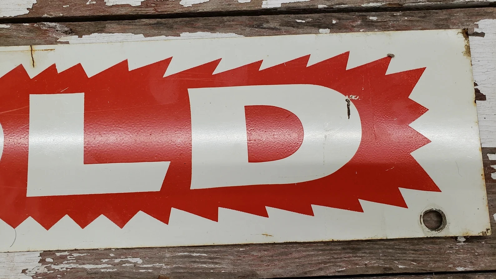 Vintage Metal Realtor SOLD Sign – Mancave Red and White Sold Sign