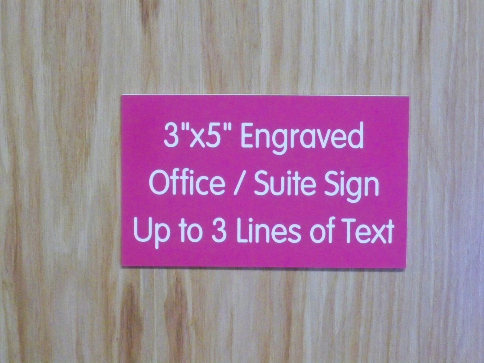 Custom Engraved 3×5 Pink Plaque Sign | Add Your Wording | Adhesive Backing