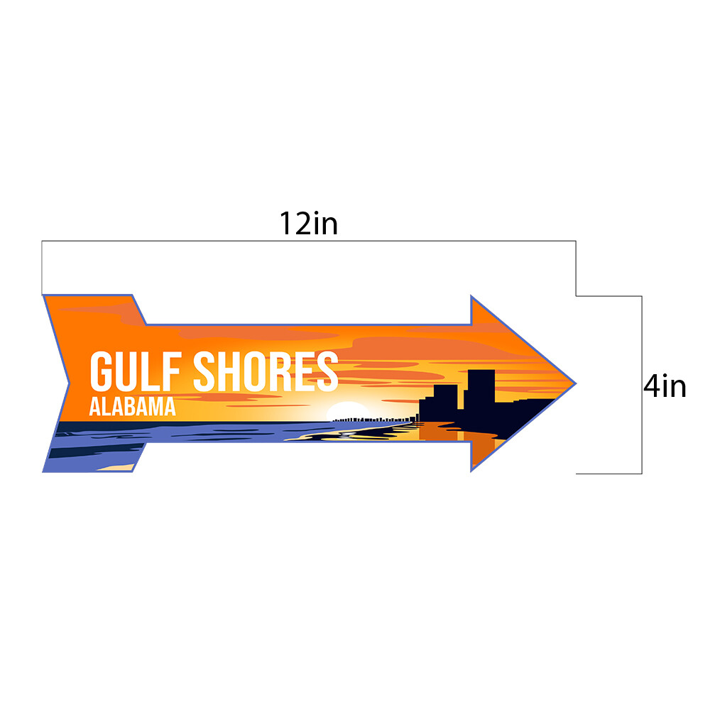 Arrow Shape Plus Gulf Shores, Alabama 12×4&Prime; Wall or Door Sign