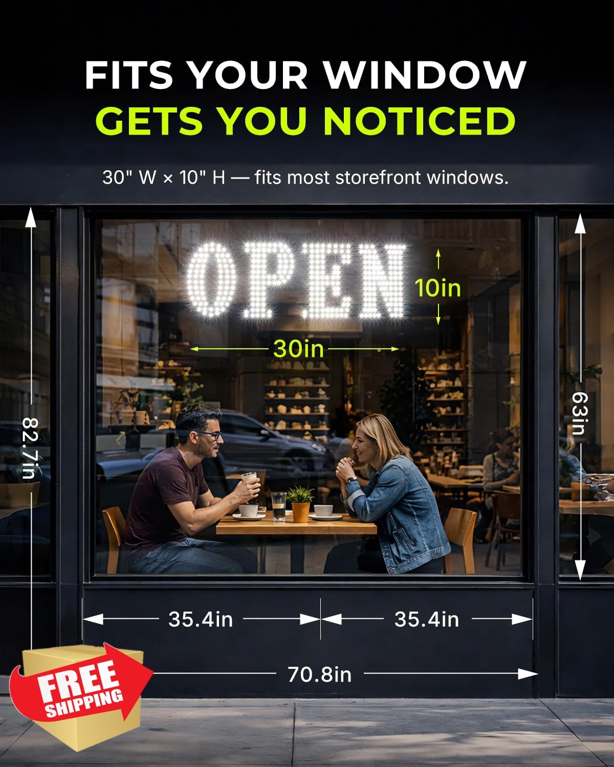 LemonNova LED Open Sign 30&Prime; x 10&Prime; White