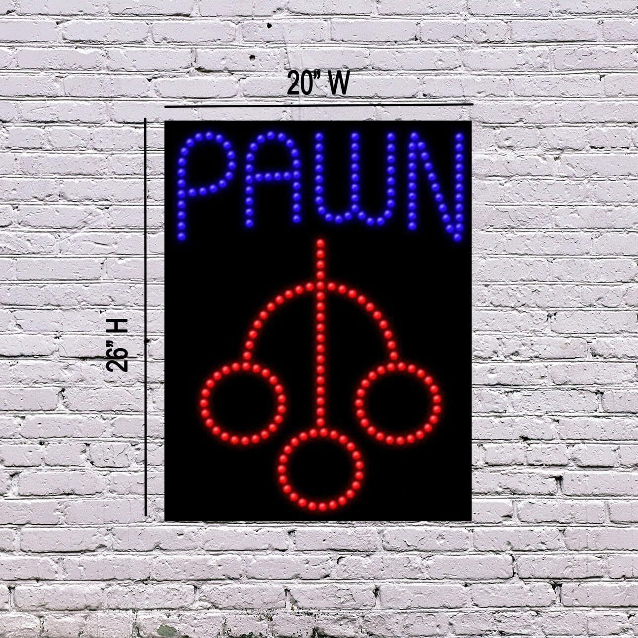 LED Pawn Sign | Light Up Sign | 26&Prime;H x 20&Prime;W x 2&Prime;D