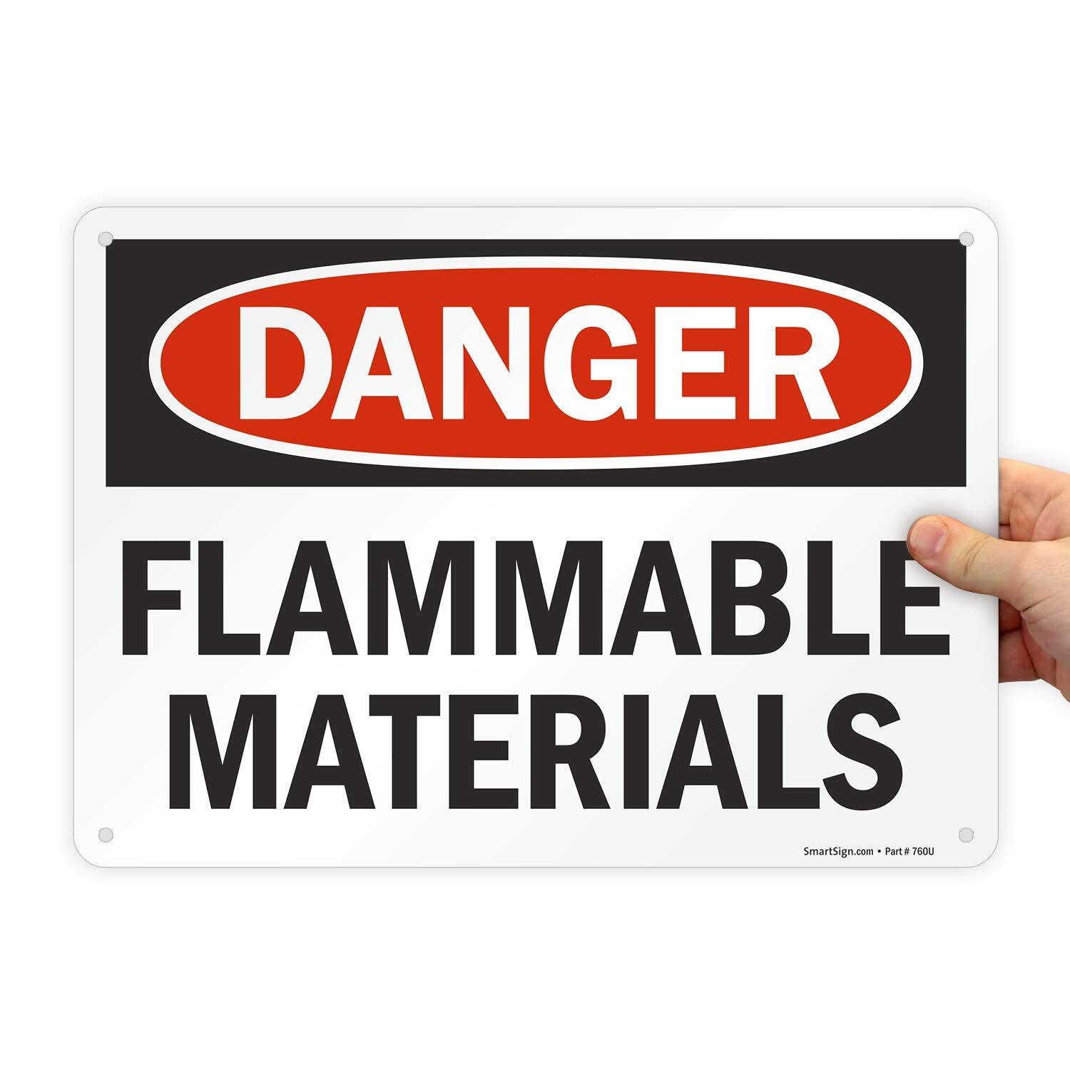 10×14 inch Danger Flammable Materials OSHA Sign 55 mil HDPE Plastic Safety
