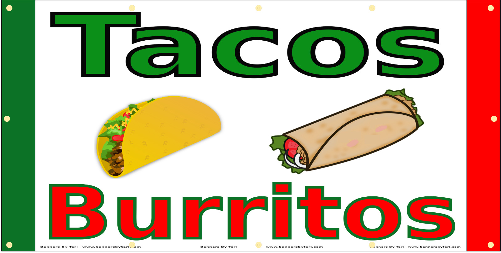 TACOS & BURRITOS – Vinyl Banner Signs – Fast Shipping – USA MADE – TOUGH QUALITY