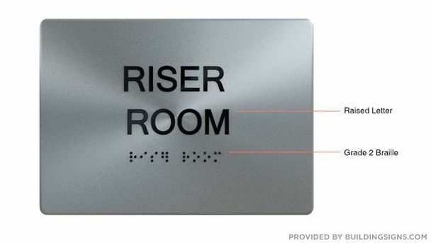 Riser Room Sign With Braille and Raised Letters (Aluminum Size 5X7)