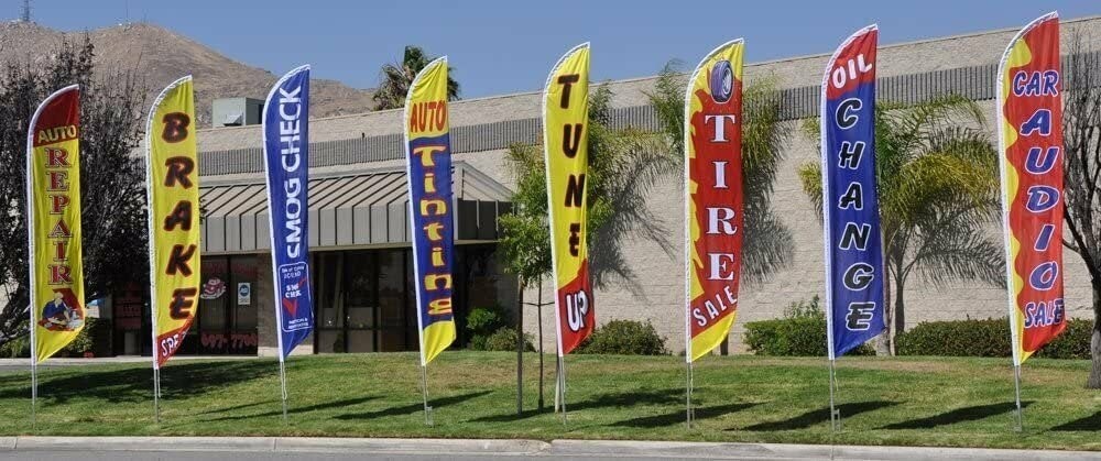 Auto Services 15ft Feather Banner Swooper Flag Kit – INCLUDES 15FT POLE KIT…