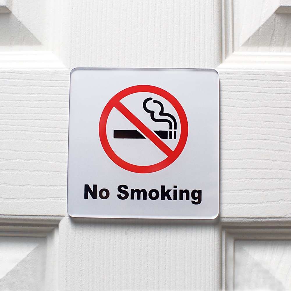 No Smoking Sign 4×4 »(Acrylic-Classic) 3M Self Adhesive for Car, Indoor, Outdoor