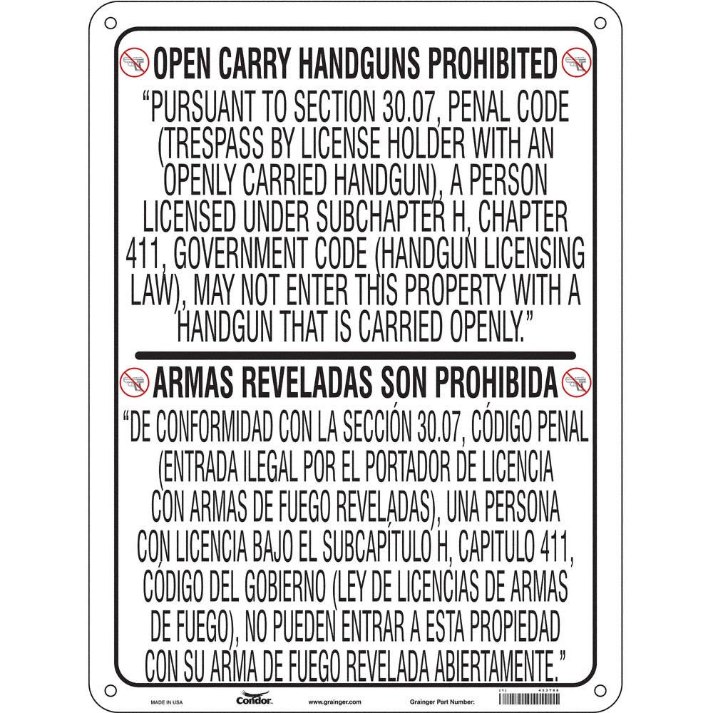 CONDOR 453T68 Safety Sign,24 in x 18 in,Aluminum 453T68