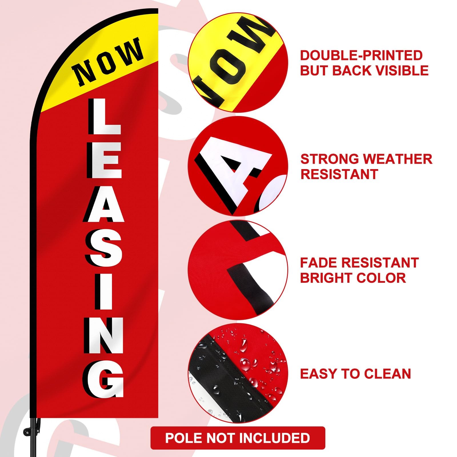2 Pcs Now Leasing/available 7 ft Swooper Feather Flags Set Advertising Flag B…