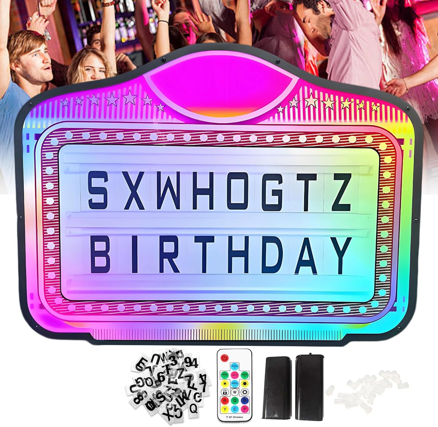 LED Bottle Service Sign with Color Lights & Letter/Number Kit for Events