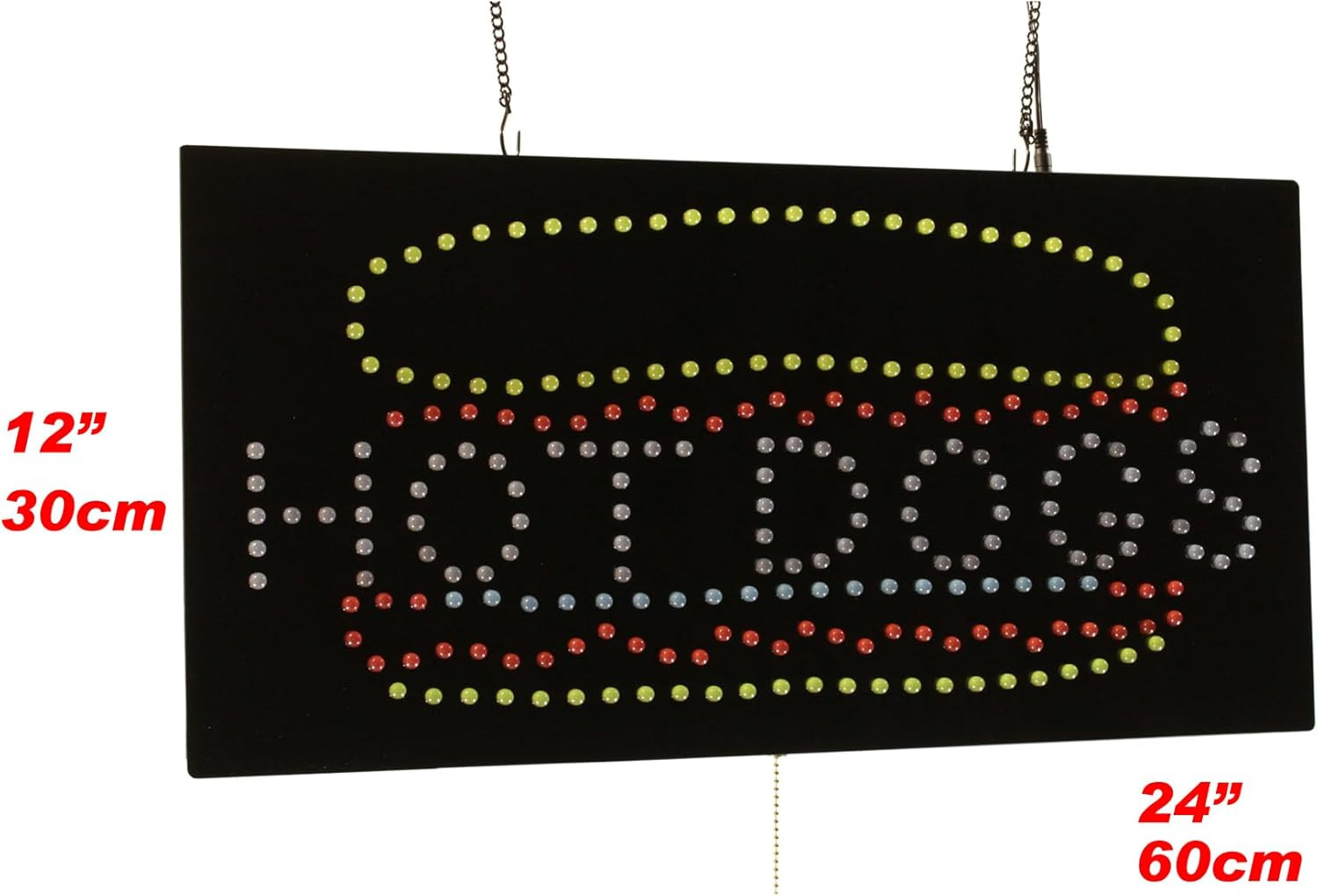 Hot Dogs Sign, 24&Prime;X12&Prime;, 60X30Cm, , Signage, LED, Bright, Open, Signboard, Displa