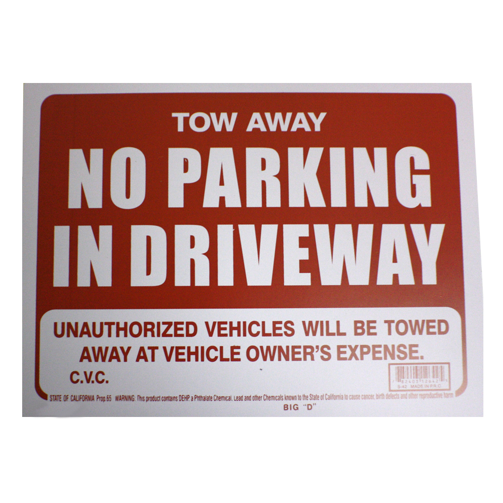 5 Pcs 9 x 12 Inch Red & White Flexible Plastic  » No Parking in Driveway » Sign