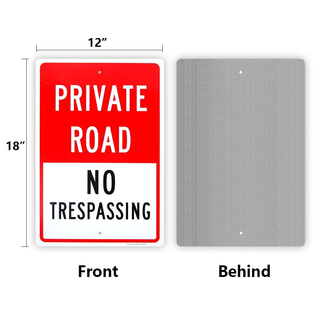 Private Road – No Trespassing 12&Prime; x 18&Prime; ACM Reflective Aluminum Metal Sign Large