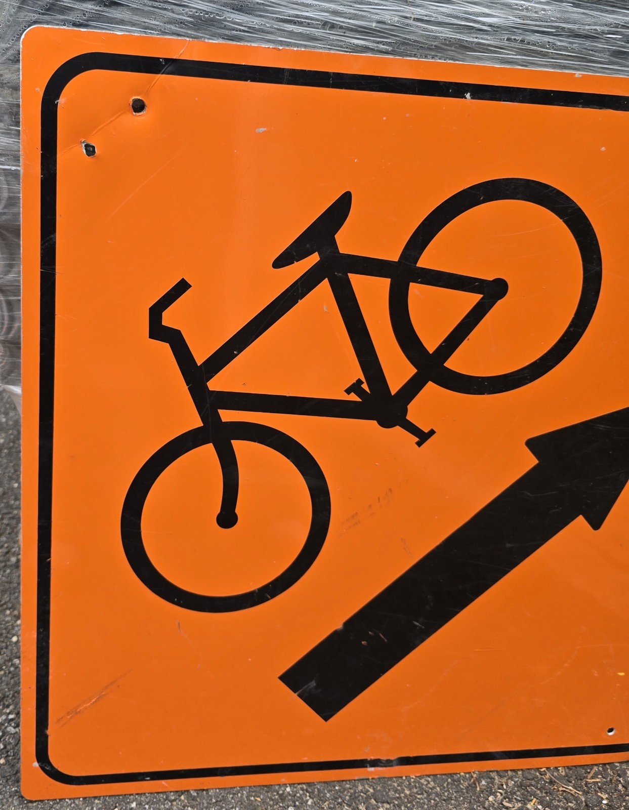 Bicycle Right Arrow Orange Reflective 24&Prime; Street Sign Bike Lane Construction #2