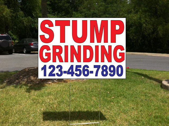 Stump Grinding Phone Custom Red Blue Custom Plastic Yard Sign /Free Stakes
